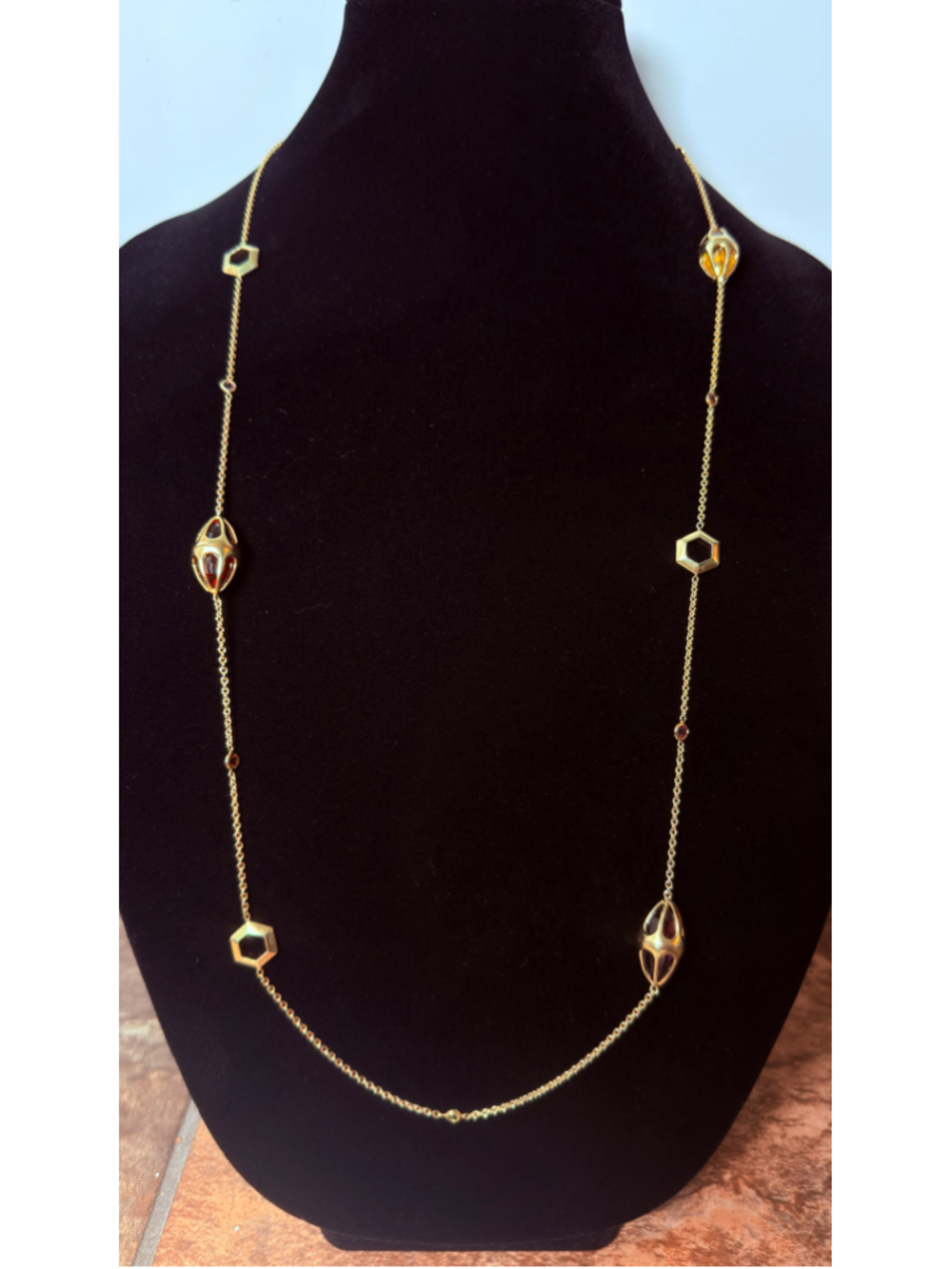 Baccarat Medicis Gold Vermeil 925 Sterling Silver 38" Station Necklace $1150 - Picture 4 of 10